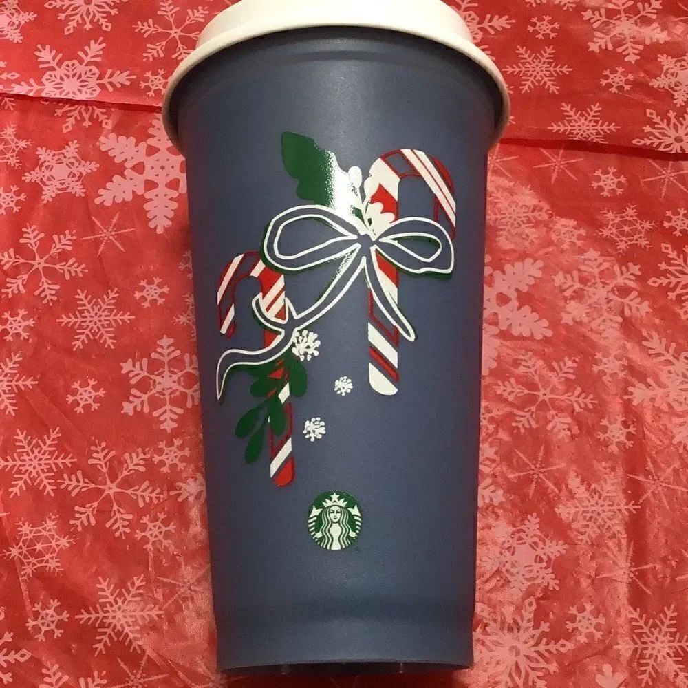 Starbucks plastic Christmas candy cane cups